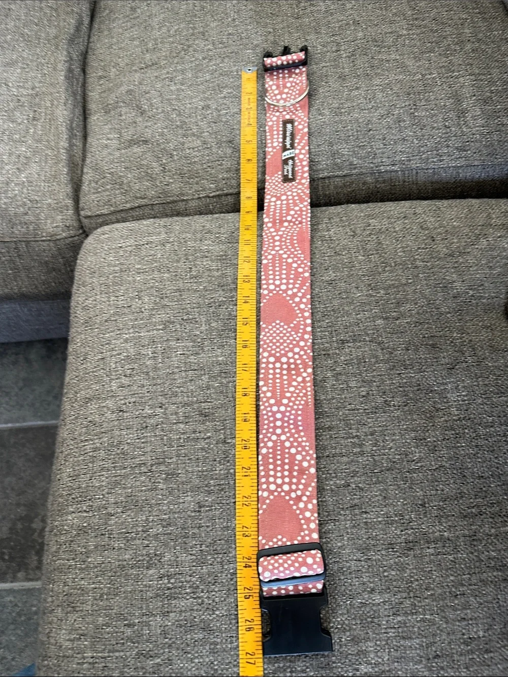 Mississippi Made Hollywood Feed Dog Collar Alyssa Pink Dot 1.5” Wide L/XL